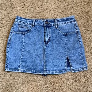 Classic Blue Denim Mini Skort with Front Slit size medium